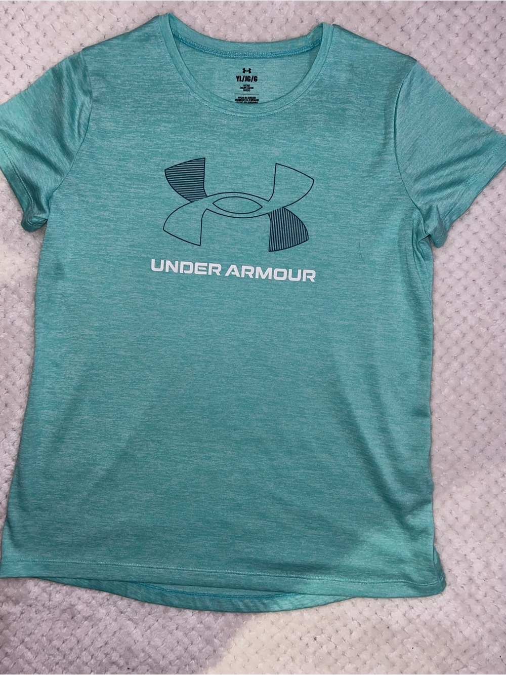 Under Armour Teal Heather Logo Performance Tee Youth Large